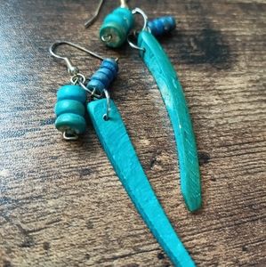🌷3/15🌷 Bohemian feather inspired earrings, turquoise